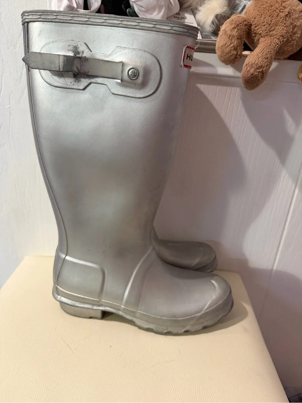 Hunter Silver Metallic Knee-High Rain Boots